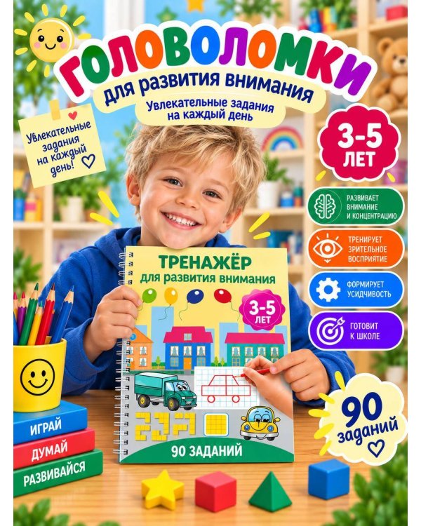 Дополнительное изображение книги «Тренажёр для развития внимания. 3-5 лет»