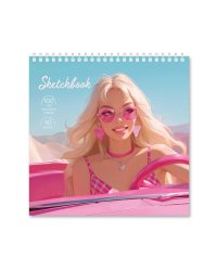 Скетчбук. Блондинка в розовом. 19х19 см. 40 листов. ГЕОДОМ
