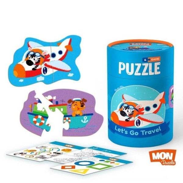 Игровой набор "2-3 элемента. Едем, плаваем, летим": пазлы и карточки с заданиями