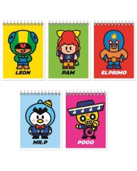 Brawl Stars. Блокнот на спирали А6, 40 л.Leon, Elprimo,Poco,Pam,Mr.P