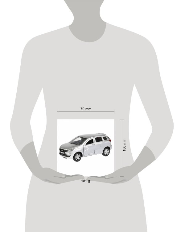 Машина металл LADA XRAY, 12см, открыв. двери, инерц, серебристый в кор. Технопарк в кор.2*36шт
