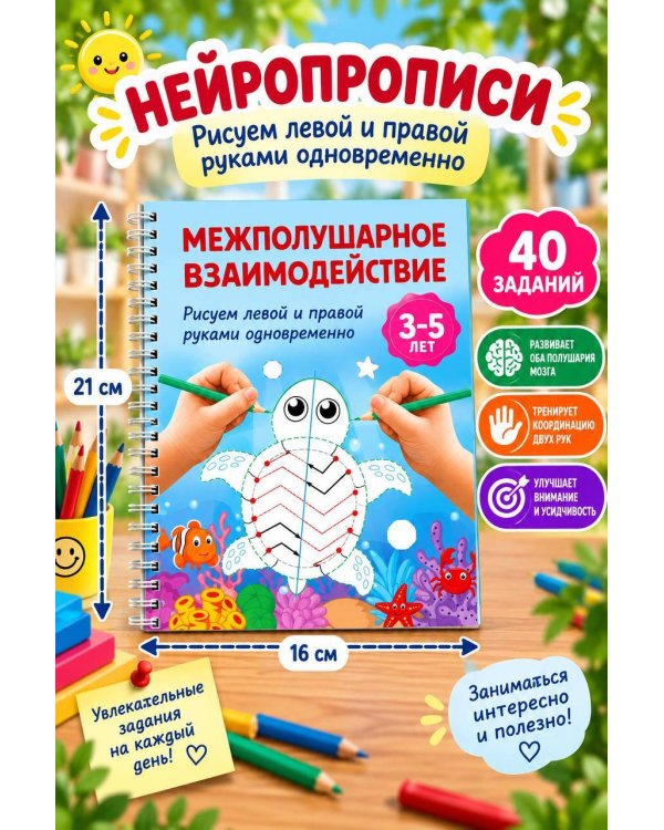Дополнительное изображение книги «Межполушарное взаимодействие. Рисуем левой и правой руками одновременно. 3-5 лет»