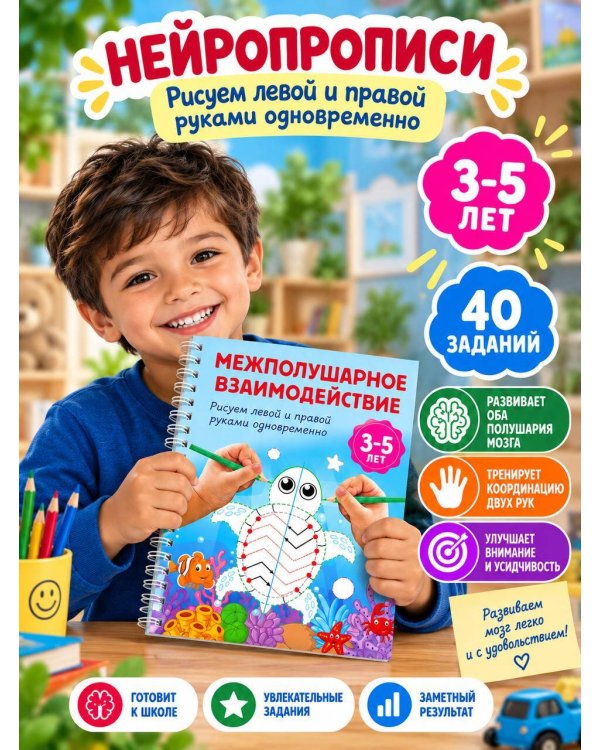 Дополнительное изображение книги «Межполушарное взаимодействие. Рисуем левой и правой руками одновременно. 3-5 лет»