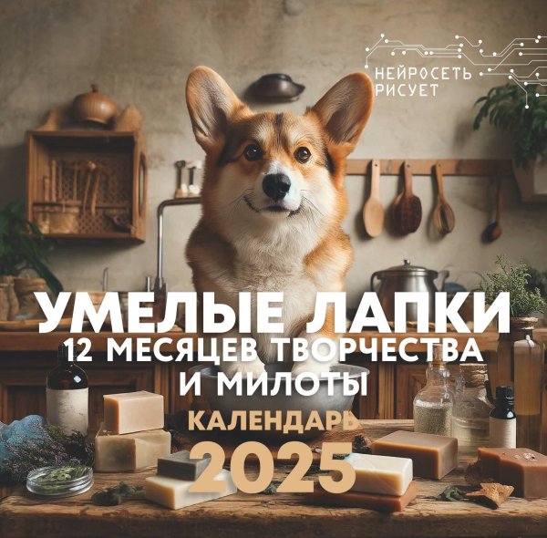 Календарь настенный на 2025 год Умелые лапки. 12 месяцев творчества и милоты. Нейросеть рисует