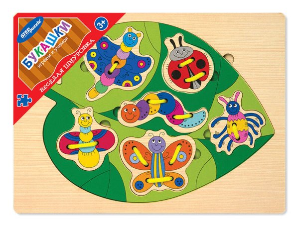 Игра из дерева "Весёлая шнуровка. Букашки"
