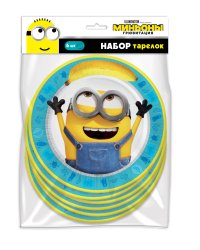 Minions 2. Набор бумажных тарелок, 6 шт d=180 мм  (3D дизайн)
