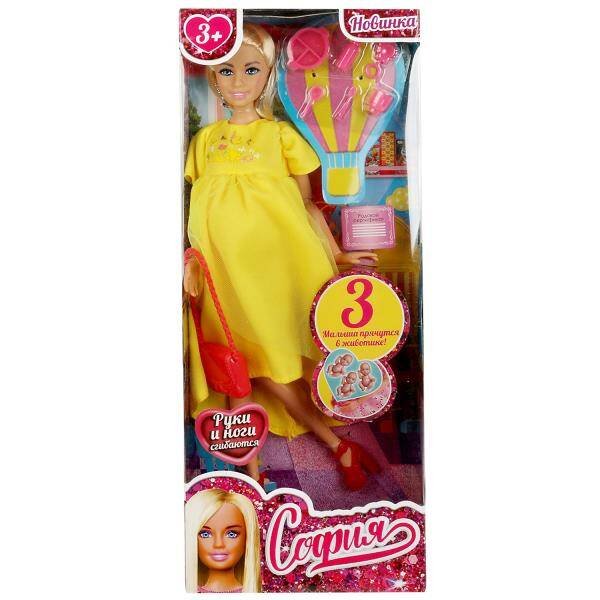 КУКЛЫ СОФИЯ И АЛЕКС (Умка) Кукла 29 см София беременная тройней, руки и ноги сгиб, акс, кор КАРАПУЗ в кор.24шт