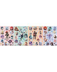 Коллекция наклеек 4 листа в упаковке с хедером Геншин