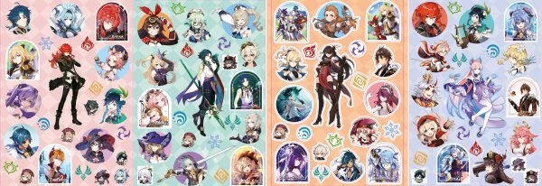 Наклейки (Премьера Паблишинг) Коллекция наклеек 4 листа в упаковке с хедером Геншин