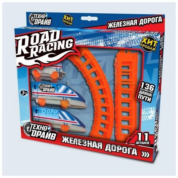 ЖЕЛЕЗНЫЕ ДОРОГИ (Умка) Железная дорога мультяшная длина пути 136, кор.25*20,5*4см ТЕХНОДРАЙВ в кор.2*54шт