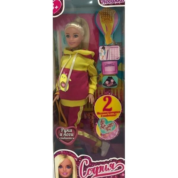 Кукла 29 см София беременная двойней, руки и ноги сгиб, акс, кор КАРАПУЗ в кор.24шт