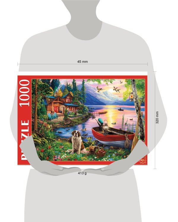 ПАЗЛЫ 1000 элементов. Ф1000-7135 ВЕЧЕРНИЙ ДОМИК И ЛОДКА
