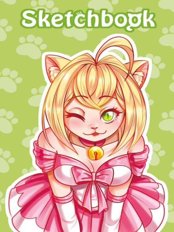 СЕРИЯ: СКЕТЧБУК АНИМЕ 40л выб.лак, кругл.углы, резинка, 130х210 (бумага 100 гр) (Проф-Пресс) СКЕТЧБУК АНИМЕ. ДЕВОЧКА-КОШКА