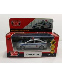 Машина металл "HONDA CIVIC ПОЛИЦИЯ", длина 12см, открыв. двери, инерц, в кор. Технопарк в кор.2*36шт