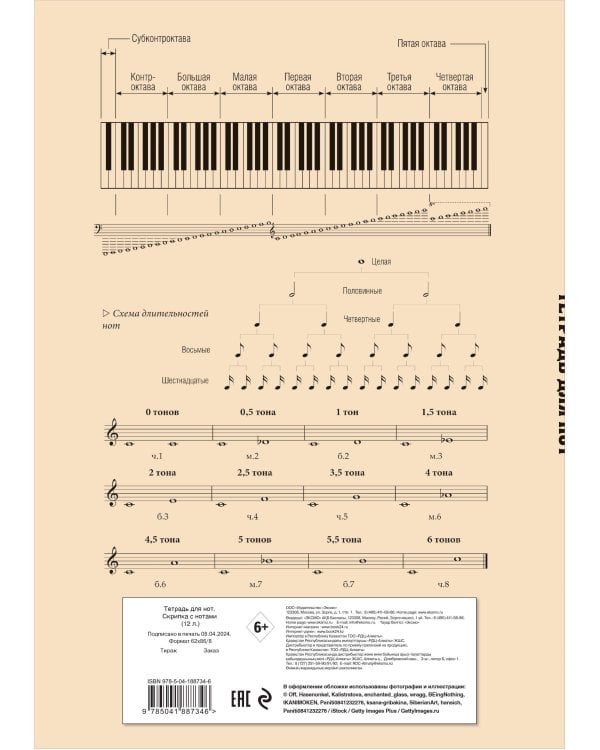 Тетрадь для нот. Скрипка с нотами (12 л., А4, вертикальная, скрепка)