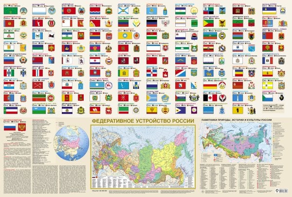 Флаги и гербы мира/флаги и гербы России. Плакат двусторонний