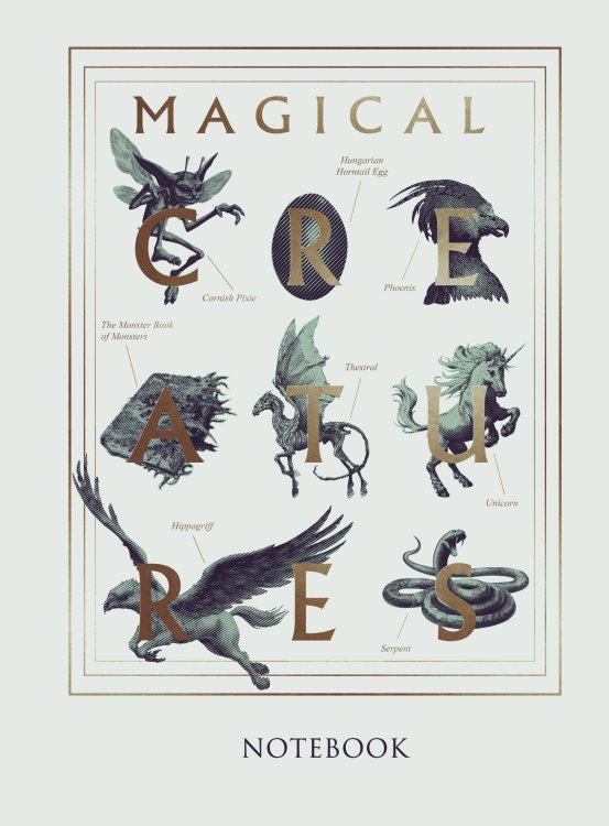 Фантастические твари. Блокнот (B5, 32 л., прошитый цветными нитками, тиснение фольгой)