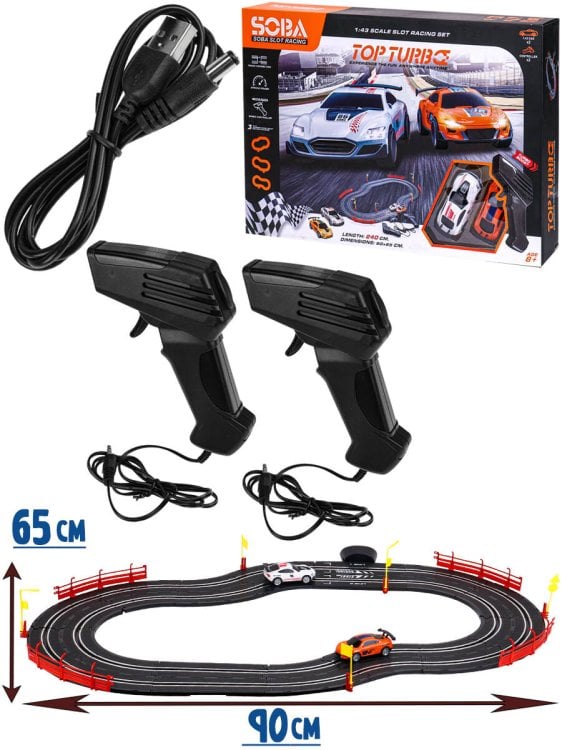 Автотрек(2,4м.) "СКОРОСТНОЙ ПУТЬ-9"(90*65CM, 2машинки, USB,бат. не в компл) (Арт. A49-11)