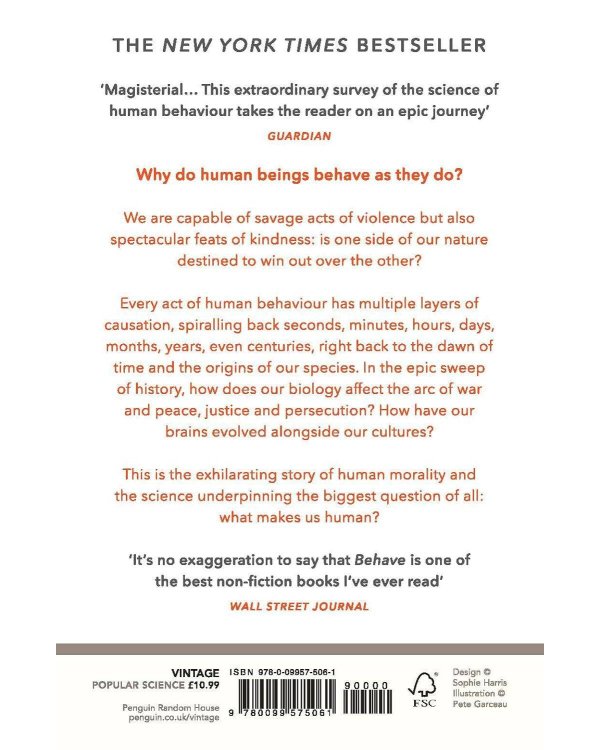 Дополнительное изображение книги «Behave.The Biology of Humans at Our Best and Worst (R.Sapolsky) Биология добра и зла: Как наука объясняет наши поступки(Р.Сапольски)/Книги на англ.яз.»