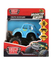Машина металл "МОНСТР ДЖИП" 11,5см, синий откр двер, рессоры, инерц, в кор. Технопарк в кор.2*36шт