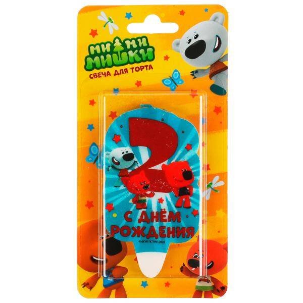 СВЕЧИ (Умка) Свеча для торта Со стикером "2" Ми-ми-мишки блистер ЧУДО ПРАЗДНИК в кор.48шт