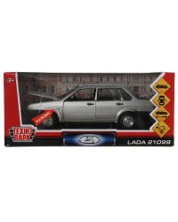 Машина металл свет-звук LADA 21099, 18,5 см, дв., кап.,баг.,инер.,сер., кор. Технопарк в кор.2*12шт