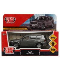 Машина металл INFINITI QX80, длина 12,5 см, двери, багаж, инер, серый, кор. Технопарк в кор.2*36шт