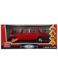 Машина металл свет-звук LADA 2106, 18,5 см, дв., кап., баг.,инер.,крас.,кор. Технопарк в кор.2*12шт