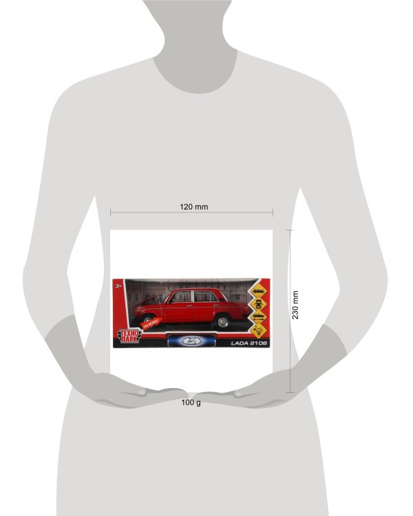 Машина металл свет-звук LADA 2106, 18,5 см, дв., кап., баг.,инер.,крас.,кор. Технопарк в кор.2*12шт