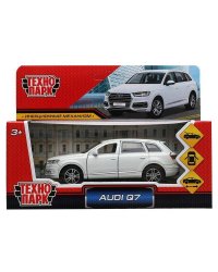 Машина металл AUDI Q7 длина 12 см, двер, багаж, инер, белый, кор. Технопарк в кор.2*36шт