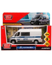 Машина металл CITROEN JUMPER ПОЛИЦИЯ 14 см, двер, баг, инер, серебр, кор. Технопарк в кор.72шт