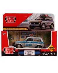 Машина металл LADA ПОЛИЦИЯ 10 см, инерция, кор. Технопарк в кор.2*96шт