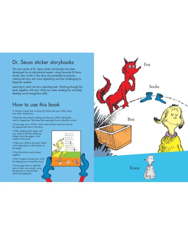 Дополнительное изображение книги «Fox in socks: a sticker reading book! (Dr. Seuss ) Лис в носках: cтикербук для чтения (Доктор Сьюз) /Книги на английском языке»