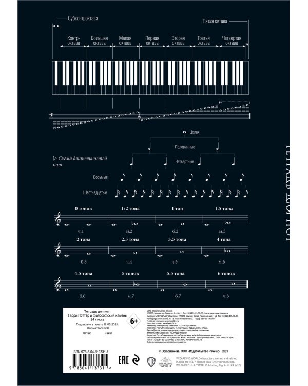 Тетрадь для нот. Гарри Поттер и философский камень (24 л., А4, вертикальная, скрепка)