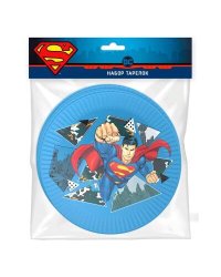 Superman. Набор бумажных тарелок-1, 6 шт d=180 мм