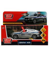 Машина металл свет-звук BMW X6 mk3 g06 ПОЛИЦИЯ 12 см, двер, инер, сер, кор. Технопарк в кор.2*36шт