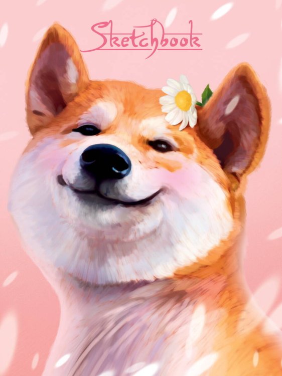 СЕРИЯ: СКЕТЧБУК А5 матовая ламин.обл., резинка, 145х203 (бумага 70 гр) (Проф-Пресс) СКЕТЧБУК А5. СИБА-ИНУ (выб.лак)