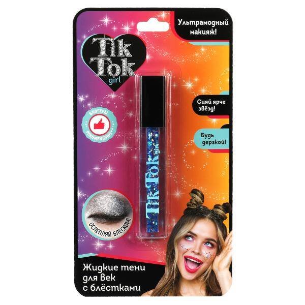 Жидкие тени для век с блестками, синие TIK TOK GIRL в кор.48*12шт