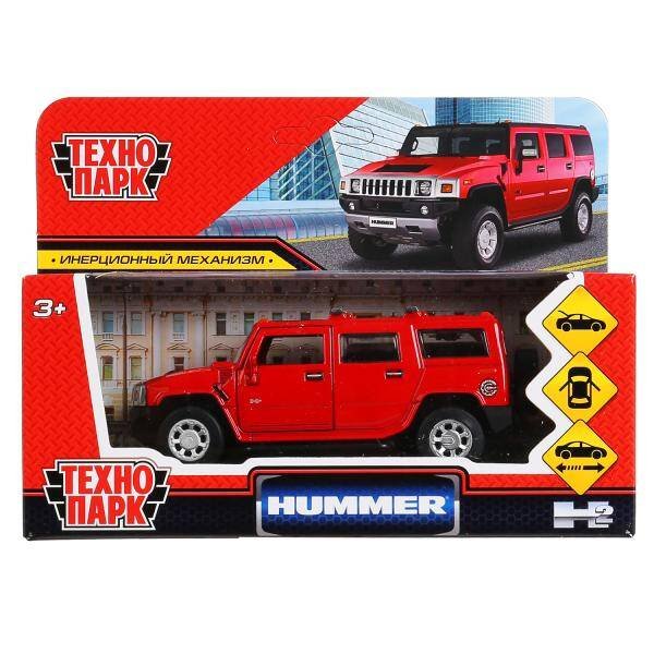 Машина металл "hummer h2" 12см, открыв. двери, инерц., красный в кор. Технопарк в кор.2*36шт