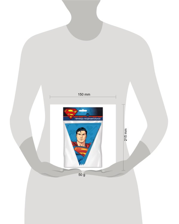 Superman. Гирлянда поздравительная "Персонажи" (флажки)