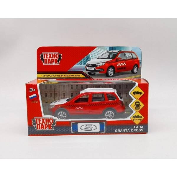 СПЕЦТЕХНИКА (Умка) Машина металл LADA GRANTA CROSS ТАКСИ 12 см, двер, баг, инерц, красный, кор. Технопарк в кор.2*36шт