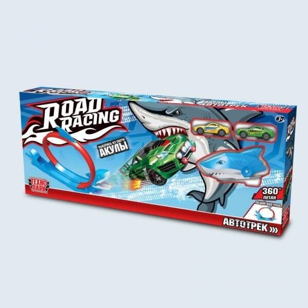 ТРЕКИ (Умка) Игрушка пластик ROAD RACING автотрек с акулой. 2 машинки, 1 петля, кор. Технопарк в кор.2*12шт