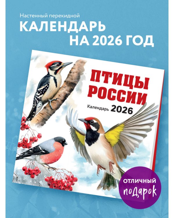 Птицы России. Календарь настенный на 2026 год (300х300 мм)