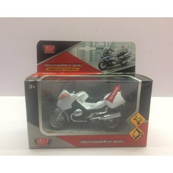 "ТЕХНОПАРК" (Умка) МОДЕЛЬ "ТЕХНОПАРК" МЕТАЛЛ. МОТОЦИКЛ ДПС, 12,5СМ, СВЕТ+ЗВУК, ПОДВИЖ. ЭЛЕМЕНТЫ В КОР. в кор.2*54шт