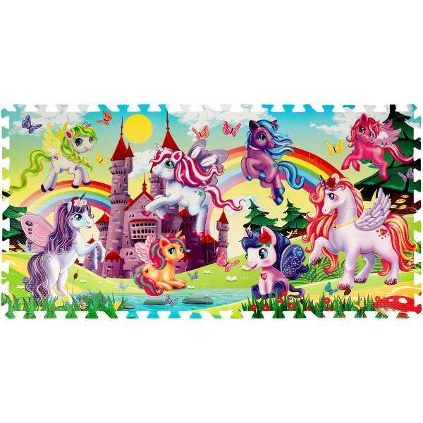 Коврик-пазл единороги 8 сегментов, каждый 31.5*31.5см ИГРАЕМ ВМЕСТЕ в кор.12шт
