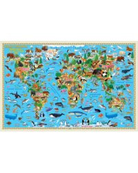 Карта 58х38 см. Наша планета. Животный и растительный мир. ЛАМ. Настольная двухсторонняя. ГЕОДОМ