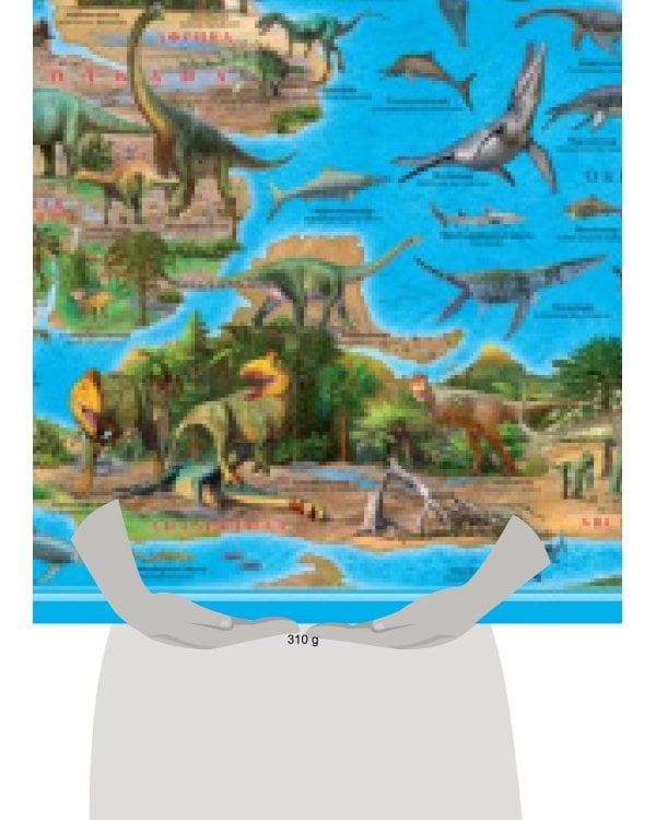 Карта 101х69 см. Динозавры. Юрский период. ЛАМ. Настенная на рейках. ГЕОДОМ