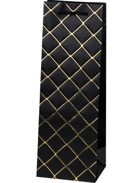 Dream Cards Пакет подар.с мат.лам.и тис.фол.12x35x10см(Bottle)Блестящая клетка,коричн.,210г ППК-4497