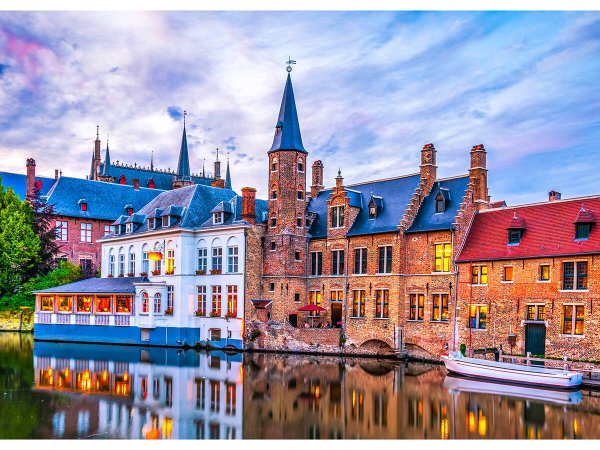 Классическая (Рыжий Кот) Алмаз. мозаика(клас.)20х30 см,без подр.,с част. заполн.(21 цв) КРАСИВЫЕ ДОМА НА ЗАКАТЕ (Арт. ACF089)