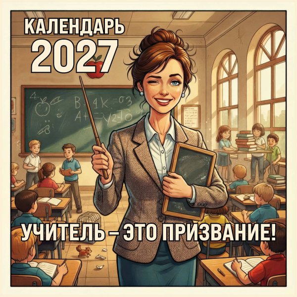 Обложка книги «Учитель - это призвание! Календарь настенный на 2027 год (300х300 мм)», ISBN 9785042472053